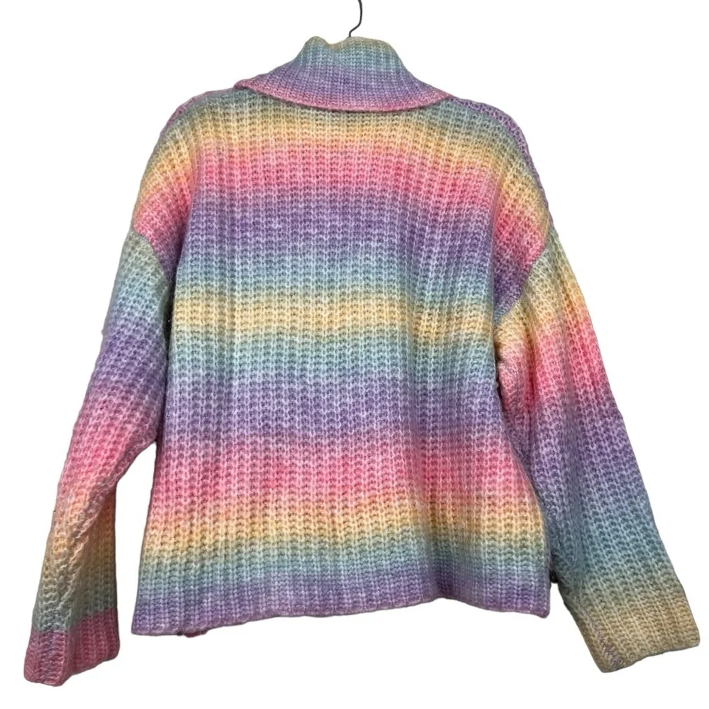 Anthropologie Line + Dot Rainbow Ombré Knit Turtleneck Sweater - Picture 6 of 9